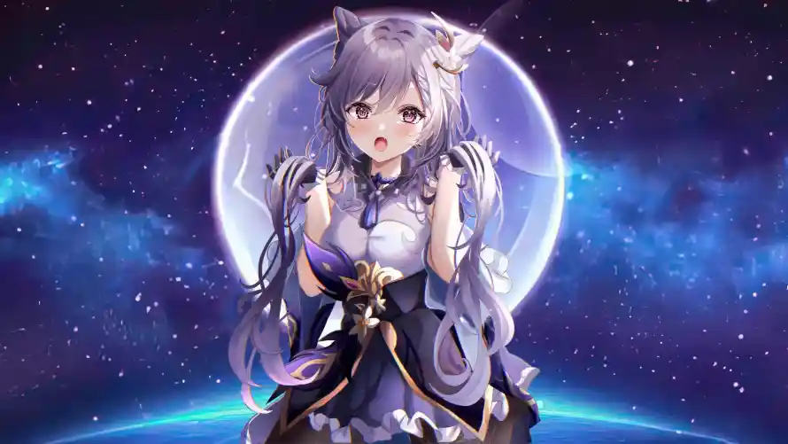 4k刻晴壁纸-原神 - 夜空-星云「哲风壁纸」