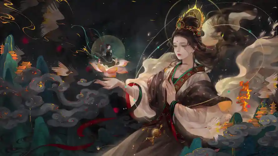 4k佛像壁纸-古风 - 敦煌-祥云「哲风壁纸」