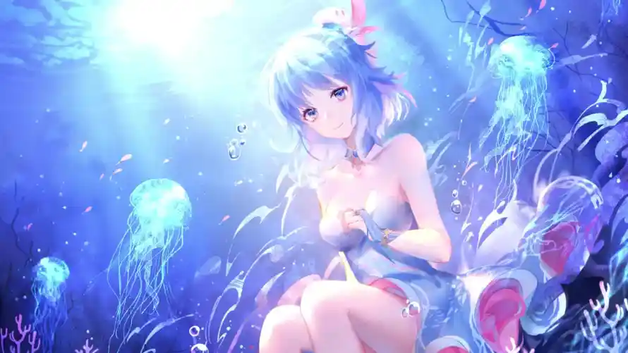 2k光线壁纸-梦幻 - 水下-水母「哲风壁纸」