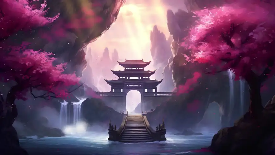 4k古亭壁纸-国风 - 小船-山水「哲风壁纸」