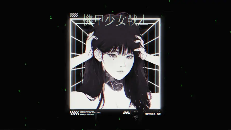2k插画壁纸-暗黑 - 网格-长发「哲风壁纸」