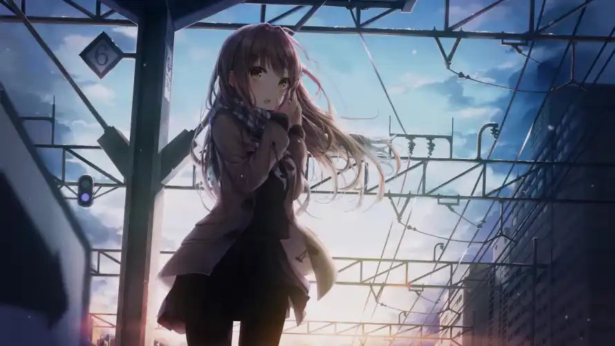 4k光影壁纸-制服 - 天空-女孩「哲风壁纸」