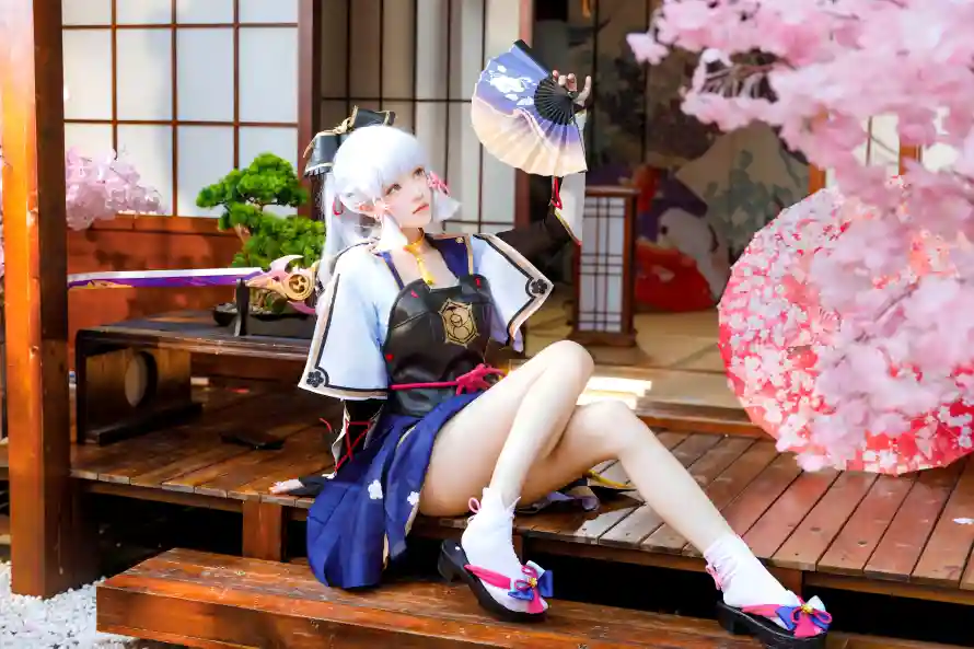 8k和服壁纸-和风 - 扇子-木阶「哲风壁纸」