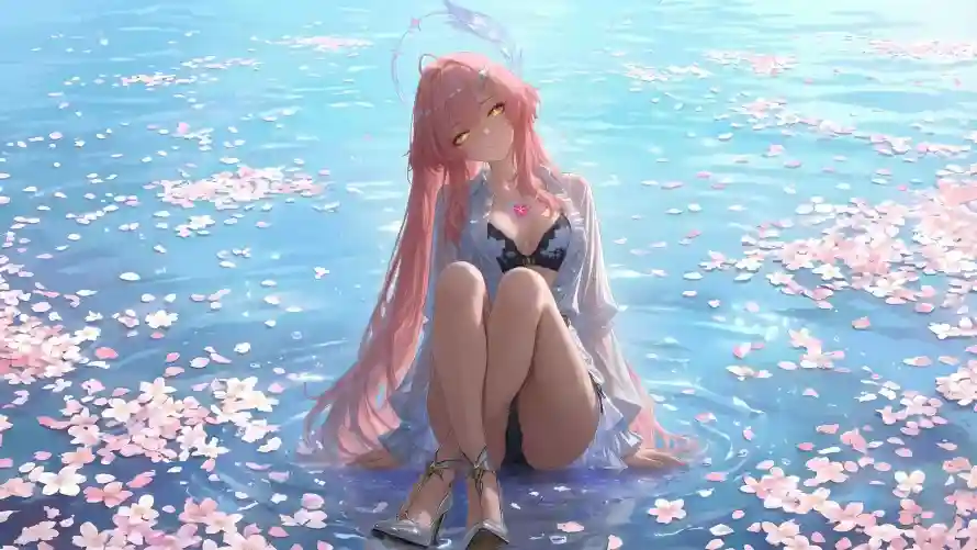 4k制服壁纸-水 - 坐姿-花瓣「哲风壁纸」