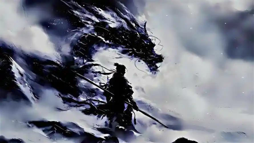 4k云雾壁纸 - 龙 - 剑客 - 古风「哲风壁纸」