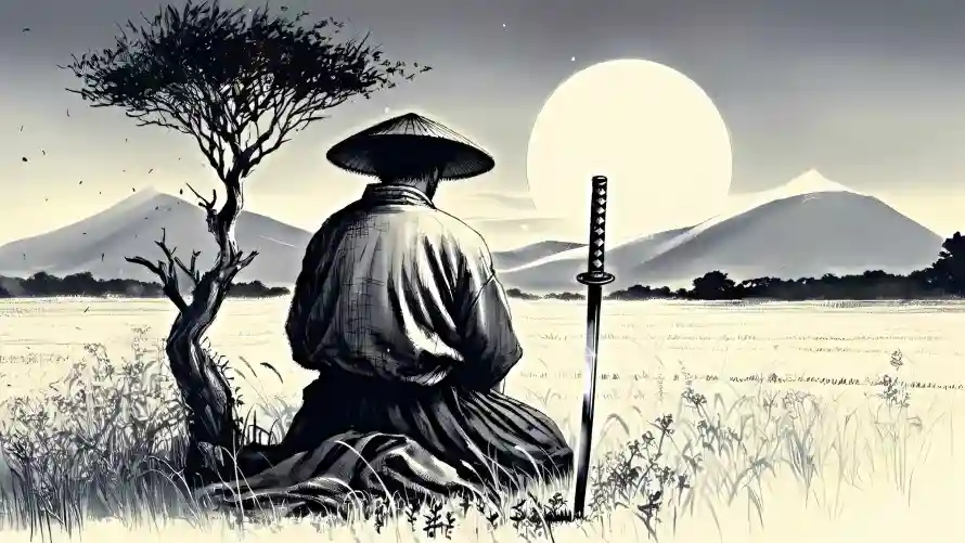 4k和风壁纸-坐姿 - 孤树-插画「哲风壁纸」