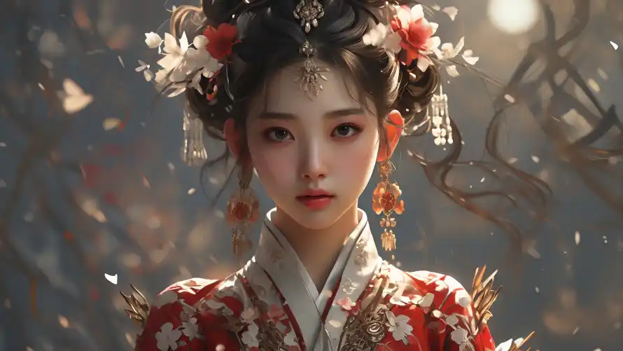 3k发簪壁纸-耳饰 - 中国风-中式妆容「哲风壁纸」