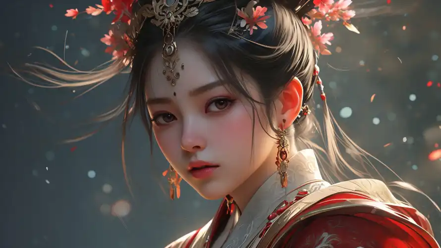 3k中国风壁纸-传统服饰 - 发饰精美-古典妆容「哲风壁纸」