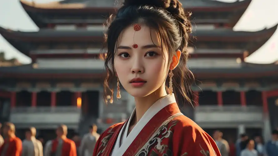3k发髻壁纸-汉服 - 红妆-红色「哲风壁纸」