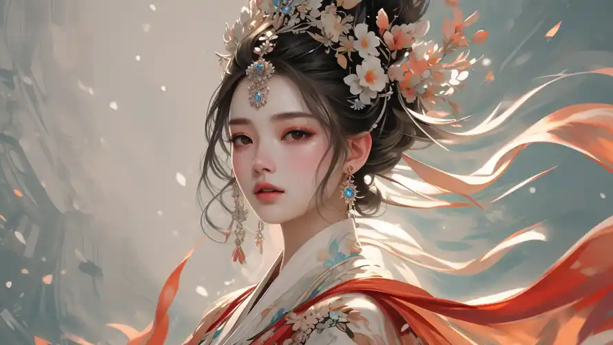 3k飘带壁纸-东方美学 - 传统服饰-古典妆容「哲风壁纸」