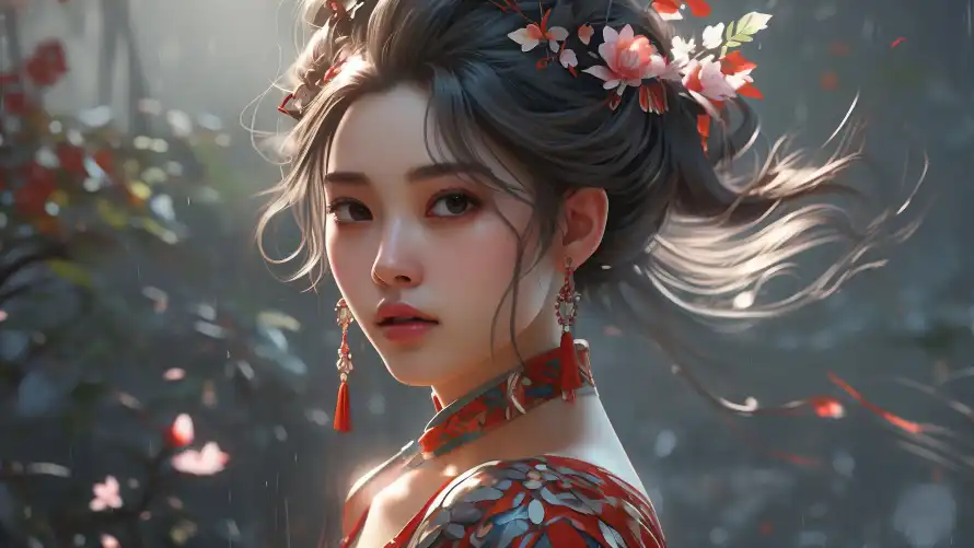 3kAi绘画壁纸-中式发型 - 古典美人-古装服饰「哲风壁纸」
