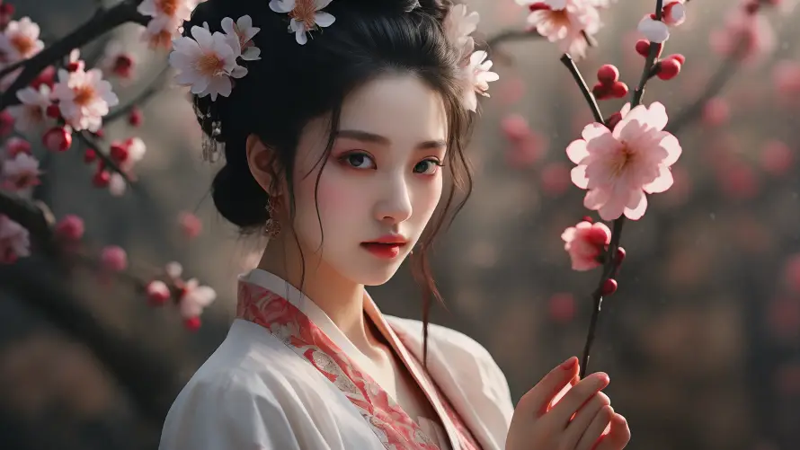 3k发簪壁纸-古装 - 桃花-汉服「哲风壁纸」 3k发簪壁纸-古装 - 桃花-汉服「哲风壁纸」