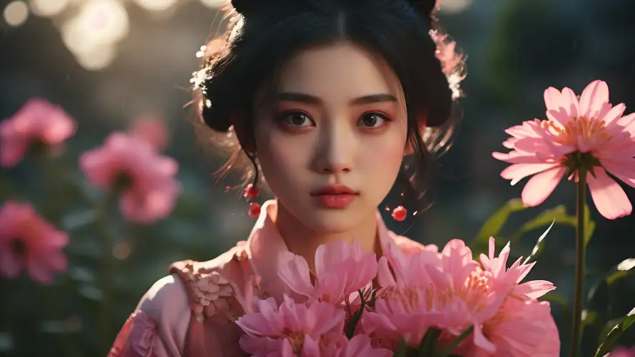 3k阳光壁纸-中国风 - 古典发型-古装美人「哲风壁纸」