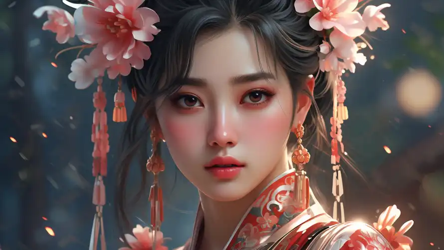 3kAi绘画壁纸-传统服饰 - 古典美人-古风发型「哲风壁纸」