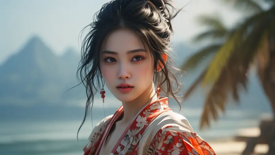 3k棕榈树壁纸-Ai绘画 - 古装发型-古风服饰「哲风壁纸」
