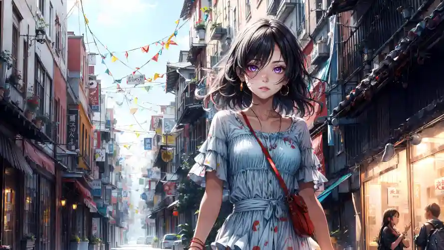 4k小巷壁纸-建筑 - 彩带-插画「哲风壁纸」