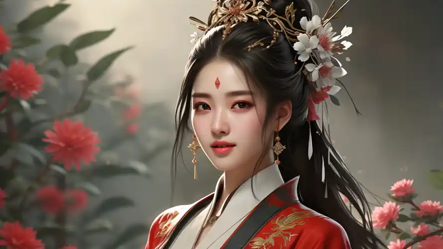 3k花钿壁纸-长发 - 传统服饰-华丽头饰「哲风壁纸」