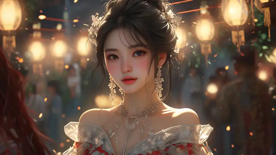 3k人群壁纸-光斑 - 古装-夜景「哲风壁纸」