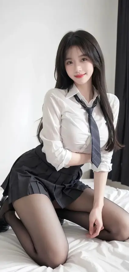 4k制服壁纸 - 坐姿 - 室内 - 床品「哲风壁纸」