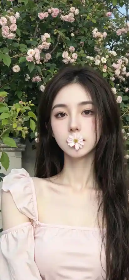 4k含花壁纸 - 少女 - 户外 - 清新「哲风壁纸」