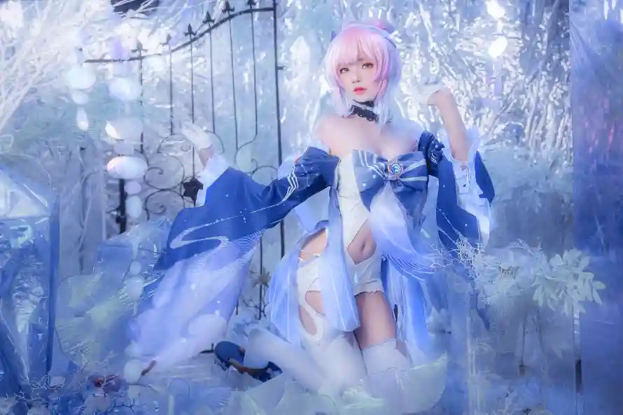 2k灯光壁纸-冷色调 - 银白色-冬季雪景「哲风壁纸」