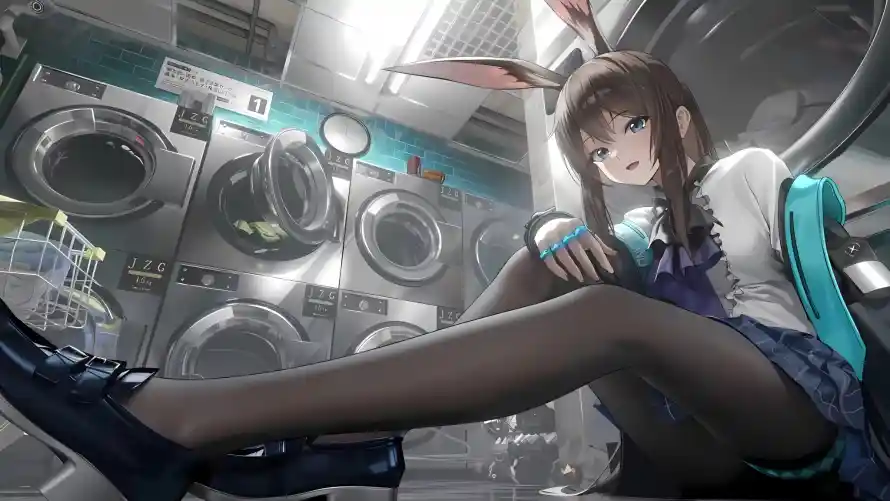 2k坐姿壁纸-少女 - 校服-黑丝「哲风壁纸」