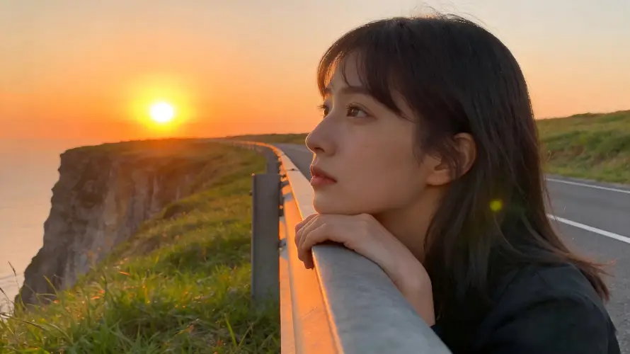 3k侧脸壁纸-公路 - 夕阳-女生「哲风壁纸」