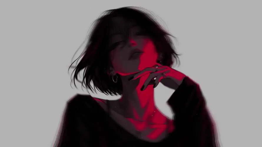 4k女孩壁纸-手绘 - 短发-暗黑系「哲风壁纸」