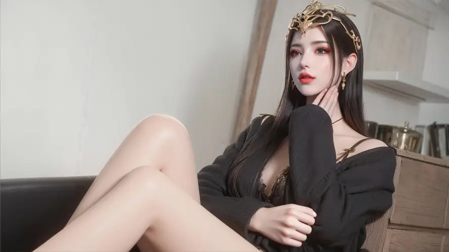 8k优雅壁纸-坐姿 - 头饰-女王「哲风壁纸」