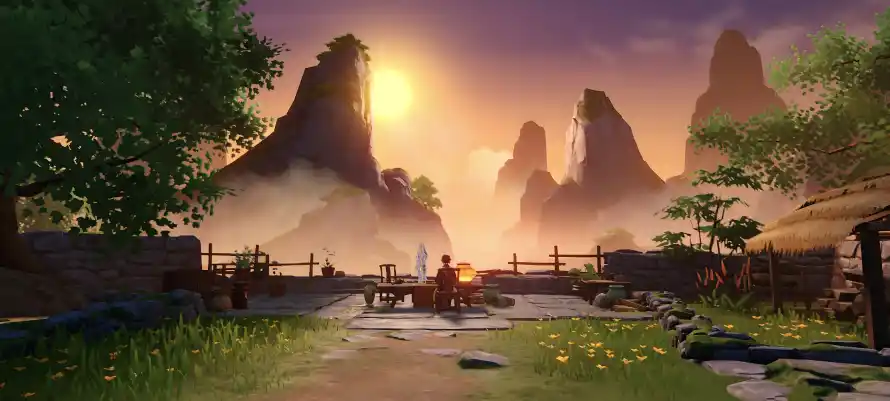 6k原神壁纸-夕阳 - 山峰-日落「哲风壁纸」