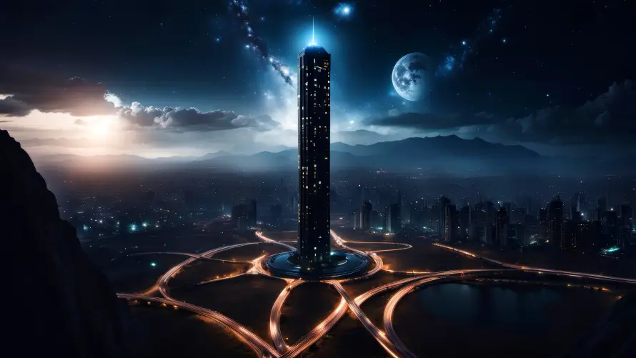 4k夜晚壁纸-宇宙 - 建筑-星空「哲风壁纸」