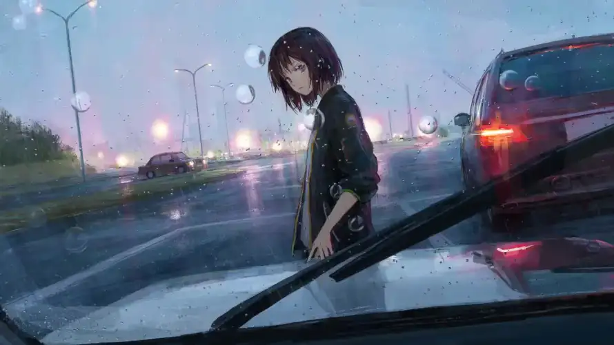 2k女孩壁纸-棕发 - 水雾-汽车「哲风壁纸」