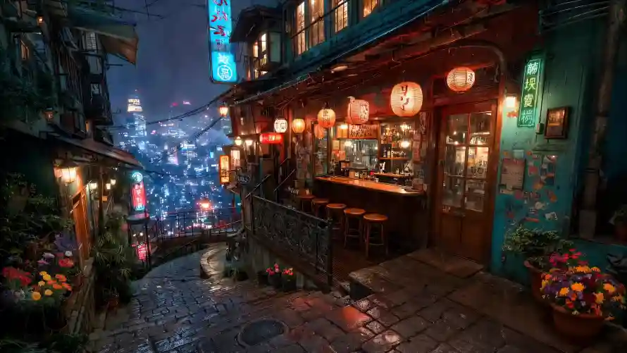 4k夜晚壁纸-夜景 - 山城-市井「哲风壁纸」