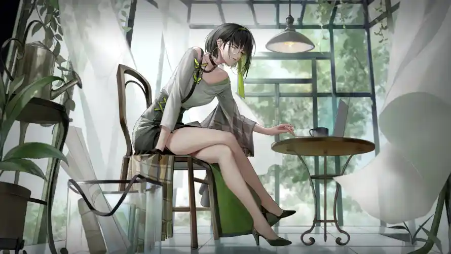 4k丽莎壁纸-休闲 - 吊灯-木椅「哲风壁纸」