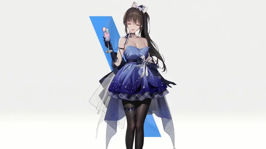 4k少女壁纸-马尾 - 黑丝-吊带裙「哲风壁纸」