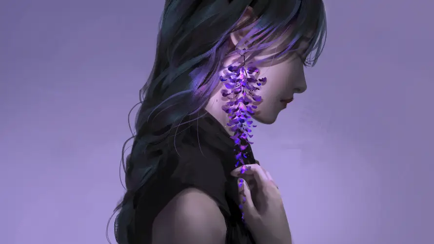 4k人像壁纸-侧颜 - 少女-手绘「哲风壁纸」