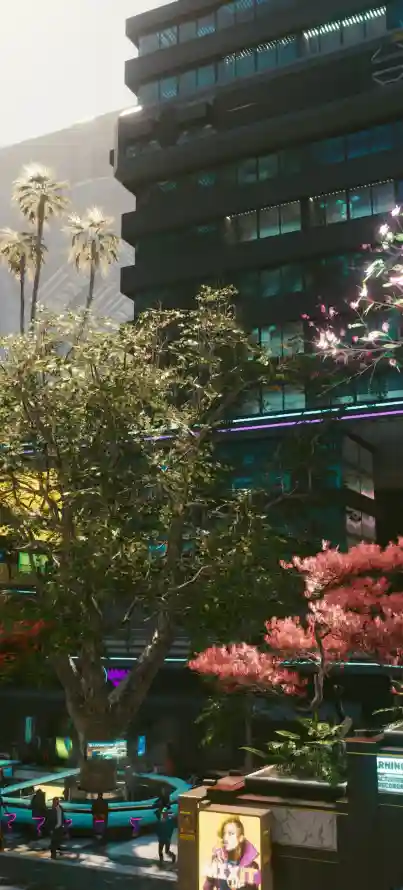 4k绿植壁纸 - 花树 - 街景 - 霓虹「哲风壁纸」
