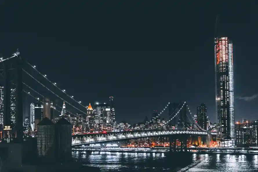 6k城市壁纸-夜景 - 大桥-水面「哲风壁纸」