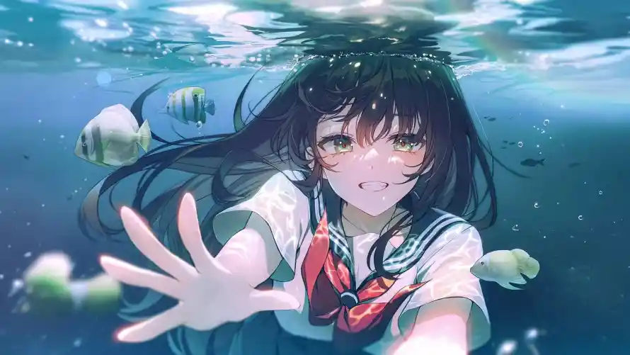2k伸手壁纸-鱼 - jk-插画「哲风壁纸」