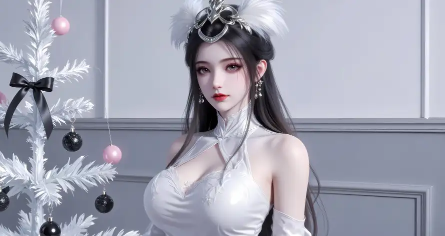 6k灰墙壁纸-红唇 - 耳环-长发「哲风壁纸」