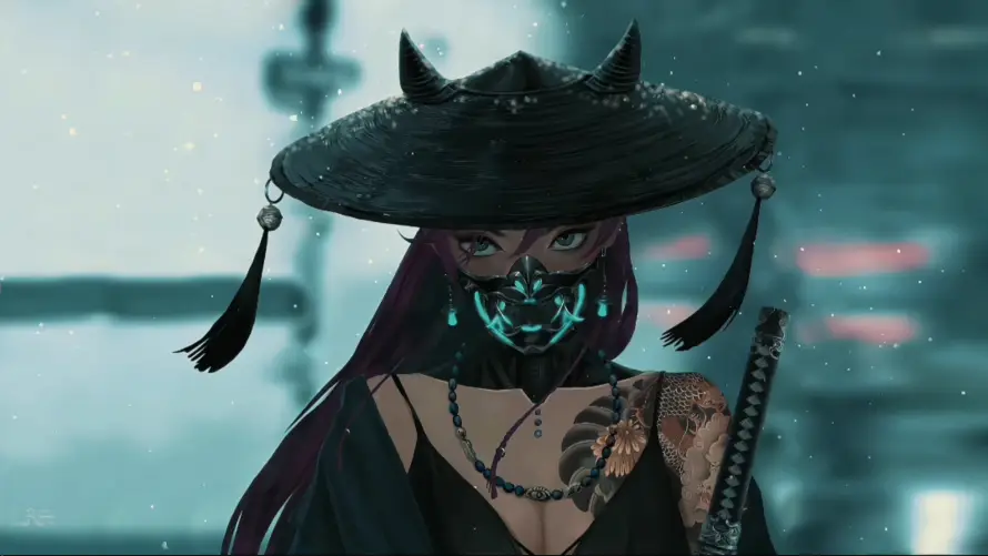 4k4K壁纸-冷调 - 国风-斗笠「哲风壁纸」