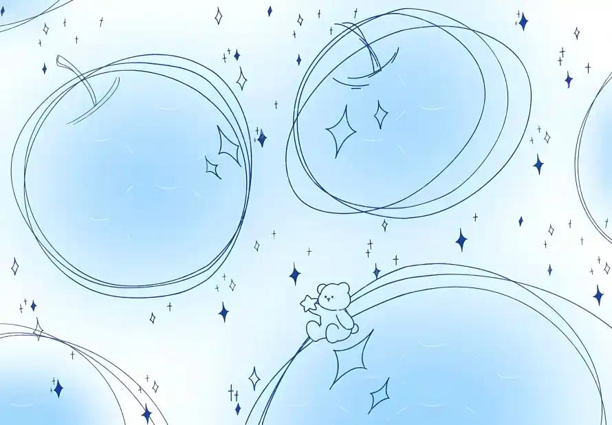 2k卡通壁纸-小熊 - 手绘-星星「哲风壁纸」