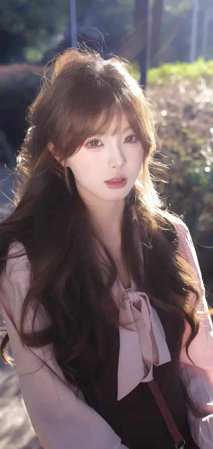 4k卷发壁纸 - 户外 - 清纯 - 美女「哲风壁纸」