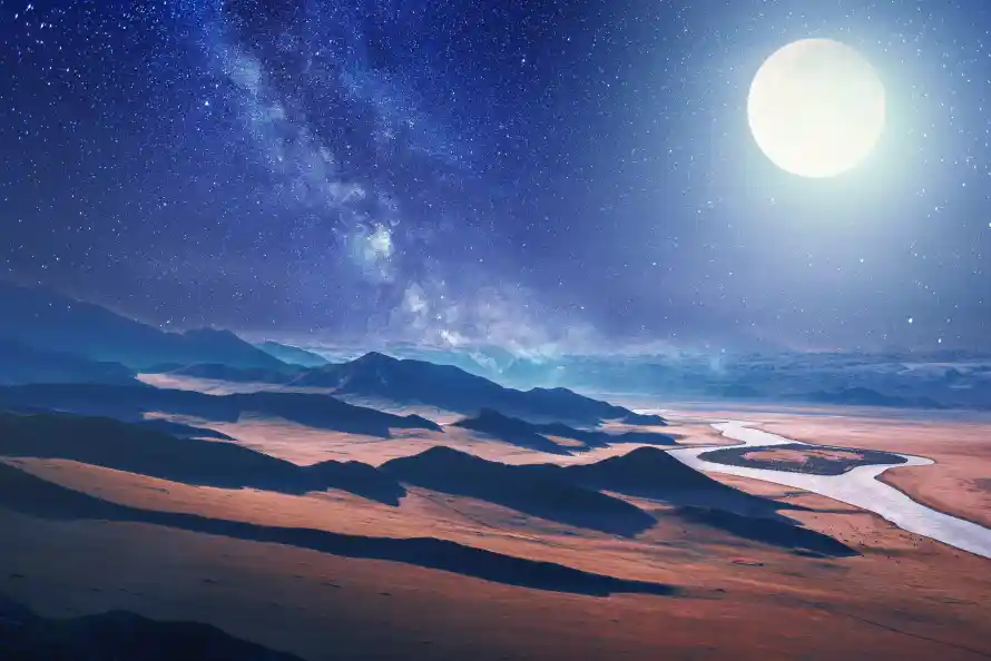 5k夜空壁纸-江 - 山峦-山谷「哲风壁纸」