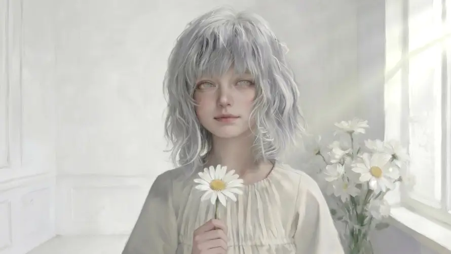 4k卷发壁纸-少女 - 明亮-清冷「哲风壁纸」