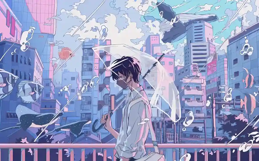 2k城市壁纸-天空 - 少年-插画「哲风壁纸」