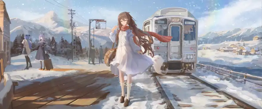 4k冬季壁纸-雪 - 列车-原神「哲风壁纸」
