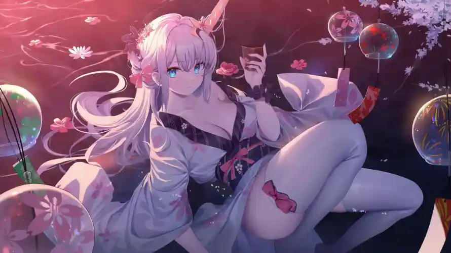 4k兽耳壁纸-和服 - 少女-樱花「哲风壁纸」