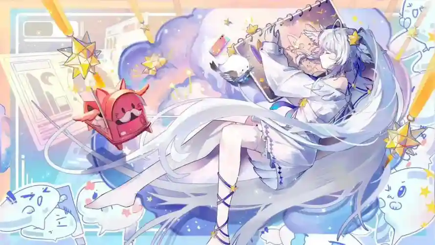 4k云朵壁纸 - 少女 - 星星 - 梦幻「哲风壁纸」