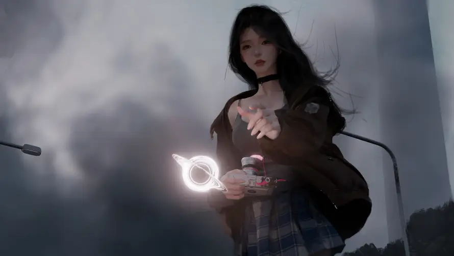 8k夜晚壁纸-路灯 - 远山-雾气「哲风壁纸」